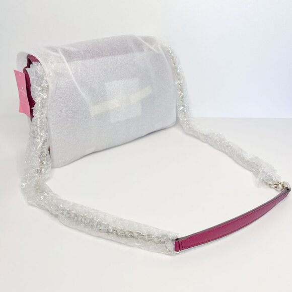 NWT KATE SPADE Natalia Flap Bag Quilted Leather Chain Turn Lock "Blackberry" - Picture 4 of 8